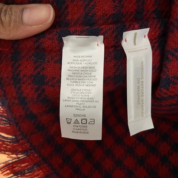 LOFT Reversible Plaid Poncho - Picture 6 of 7